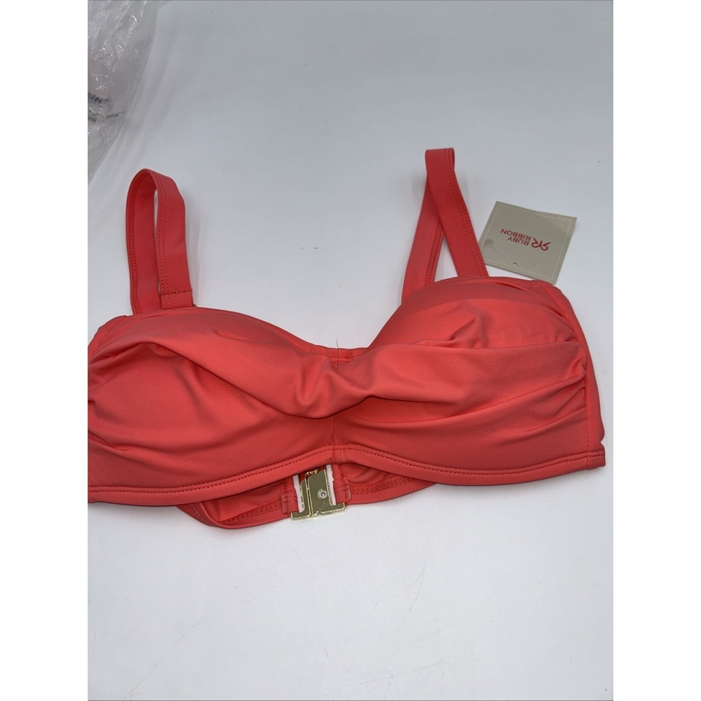RUBY RIBBON RIVIERA CORAL BIKINI TOP #1907 NEW With Tags Size 6